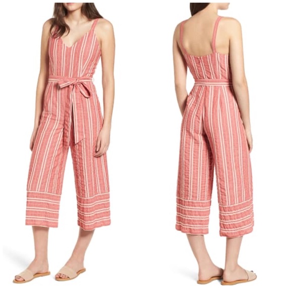 Anthropologie Robin Cropped Wide-Leg Red Jumpsuit - Picture 2 of 14